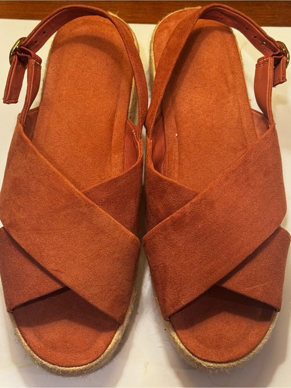 LOFT Rust Suede Crisscross Espadrille Sandals - New, Never Worn